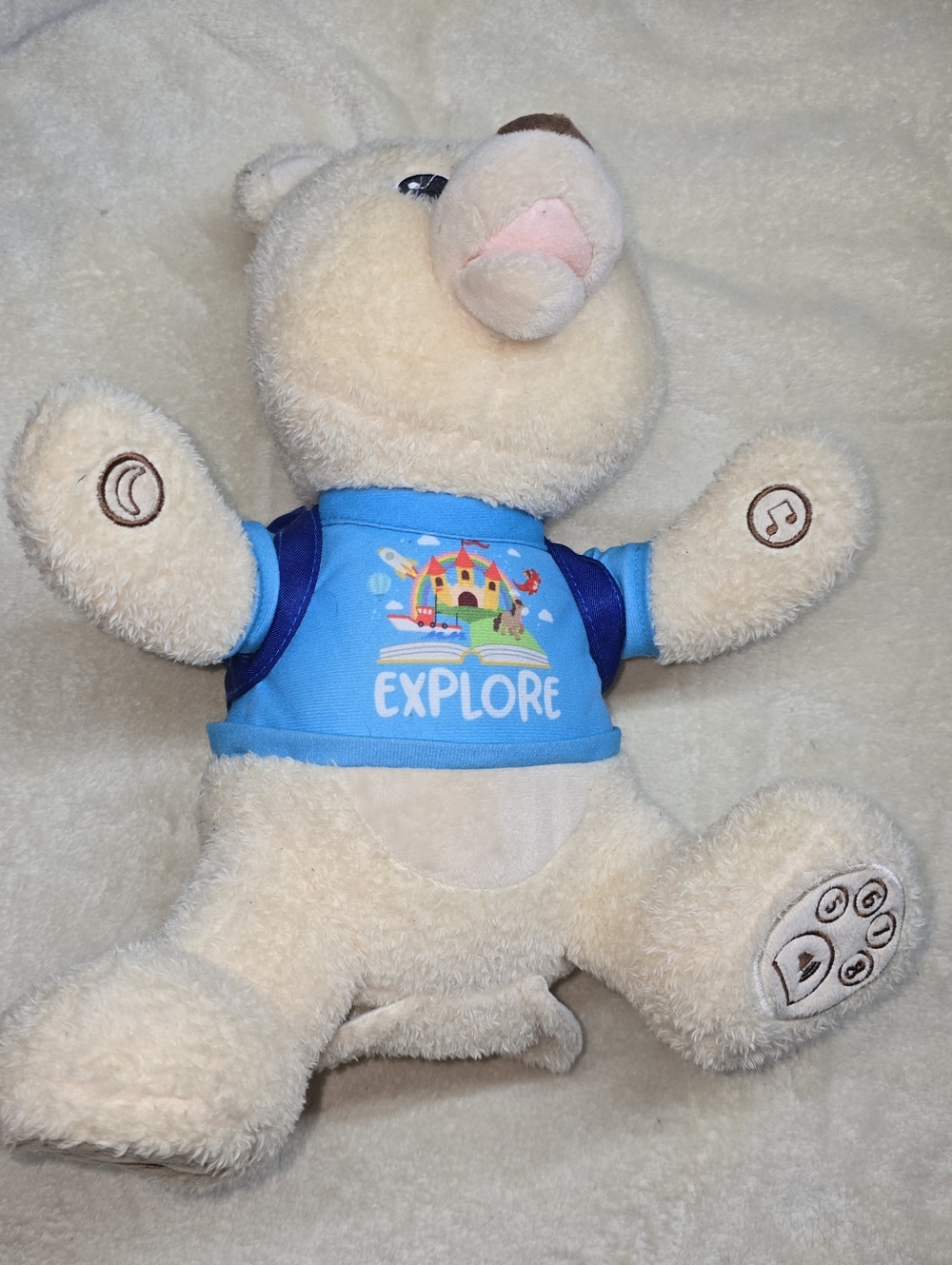 Spark Create Imagine Musical Light Up Tan Bear w/Blue Explore Backpack 14" Plush